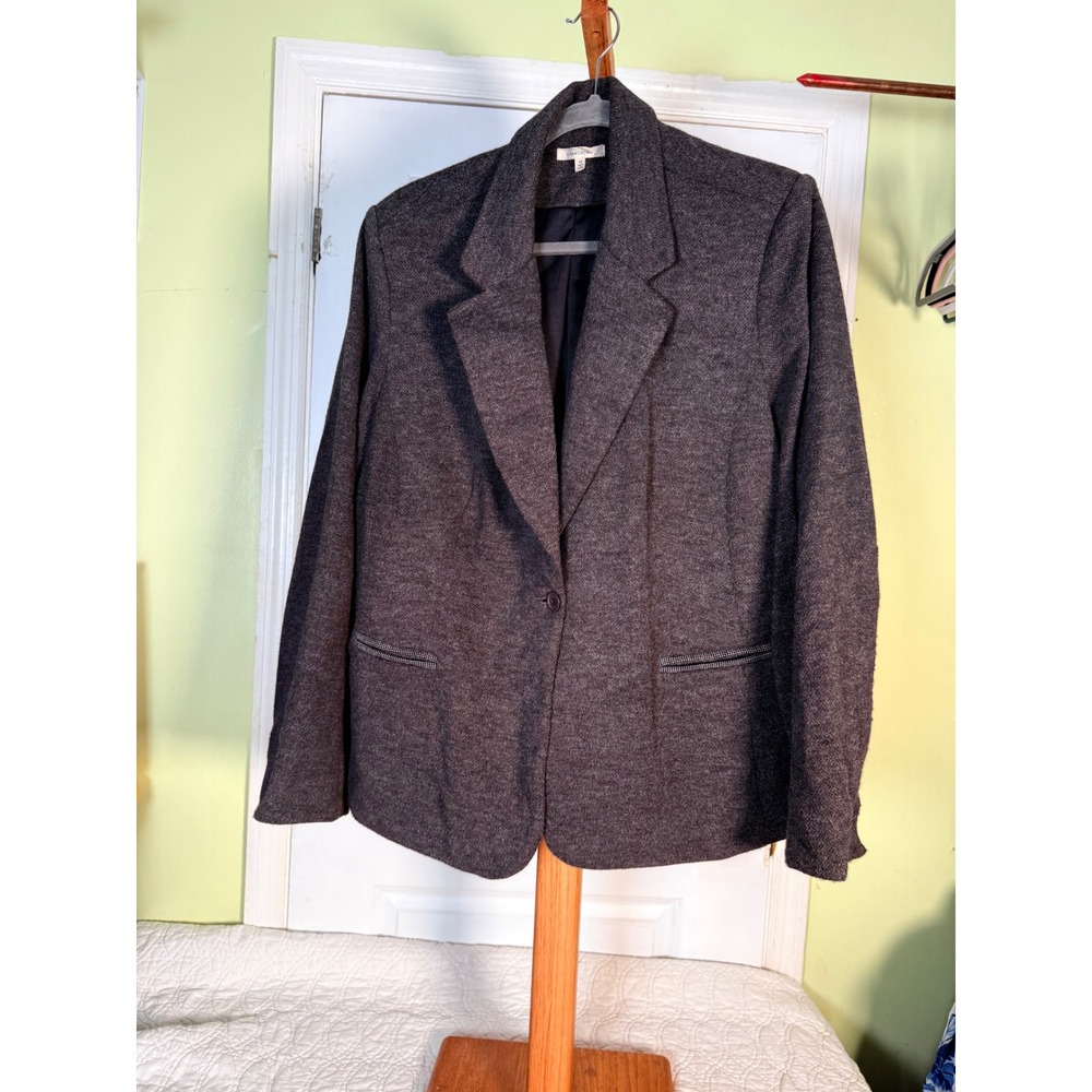 41 Hawthorn Womens Charcoal Gray Knit Blazer Elbow Patches Size 2X Professional